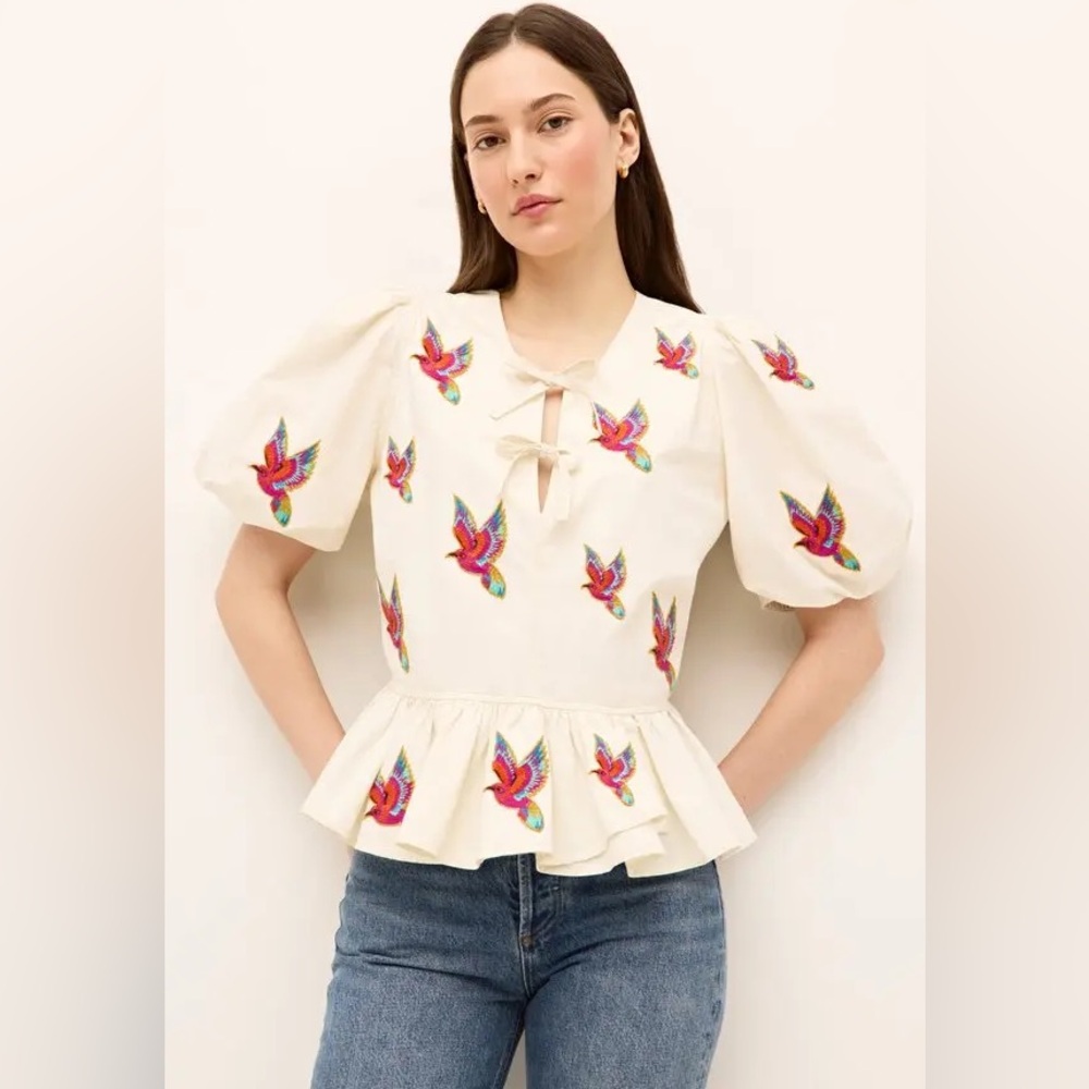 Marie Oliver Estella Top Parrot Embroidered - Medium